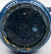 JOHN CAMPBELL blue glazed pottery vase with two handles, incised "John Campbell, Tasmania", 27cm high&nbsp; - 3