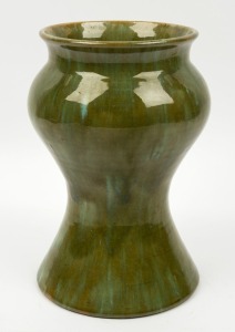 JOHN CAMPBELL green glazed pottery vase, incised "John Campbell, Launceston", 25.5cm high