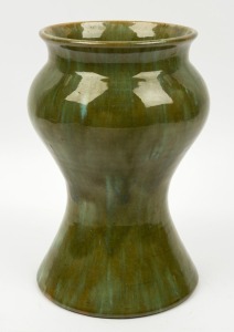 JOHN CAMPBELL green glazed pottery vase, incised "John Campbell, Launceston", 25.5cm high 