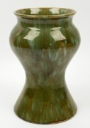 JOHN CAMPBELL green glazed pottery vase, incised "John Campbell, Launceston", 25.5cm high  - 2