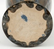 Workman's Piece, pottery vase with mottled glaze and beaded banding, incised "Huby, 1932", 25cm high  - 3