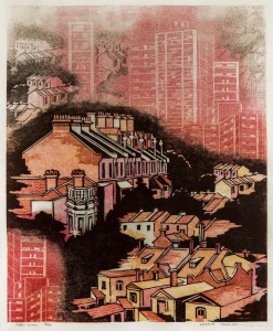 LESBIA THORPE (1919-2009), Take Over, linocut, 13/60, signed and titled in the lower margin, 63 x 52cm, 79 x 69cm overall