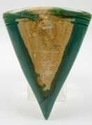 REMUED green glazed pottery wall vase with applied gumnuts and leaf,&nbsp; incised "Remued 15/10M", 25cm high&nbsp; - 3