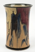 P.P.P (PREMIER POTTERY PRESTON) drip glaze pottery vase, ​​​​​​​circular black factory mark to base,  16cm high  - 2