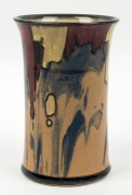 P.P.P (PREMIER POTTERY PRESTON) drip glaze pottery vase, ​​​​​​​circular black factory mark to base,  16cm high  - 3