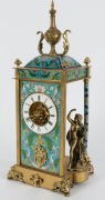 A mantle clock in brass and cloisonne figural case with French movement, 47cm high - 3