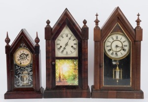 Three assorted antique American steeple clocks, 19th century, the largest 53cm high