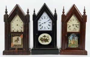 Three antique American steeple clocks, A/F, 19th century, the largest 53cm high