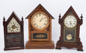 Three antique American steeple cased clocks, including WELCH alarm, and WATERBURY19th century, ​​​​​​​the largest 44cm high