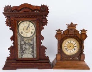 Two antique American cottage clocks, 19th century, ​​​​​​​the larger 53cm high