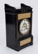 ANSONIA antique American mantle clock in black painted metal case with gilt finished decoration (both done at a later date), 19th century, 39cm high - 2