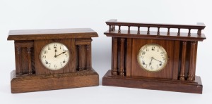 Two vintage timber cased mantle clocks, early to mid 20th century, the larger 32cm high