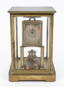 BECKER antique German 400 day library clock with disc rotary pendulum, in glass and brass case, 19th century, 27cm high