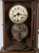 An antique German musical alarm wall clock in timber case. Thirty hour movement with six musical disc, early 20th century, ​​​​​​​49cm high - 2