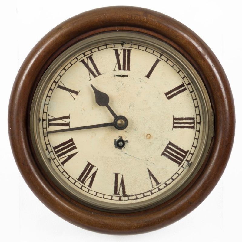 An antique English 8 inch dial circular wall clock manufactured by ELLIOTT Ltd. of England with Swiss platform escapement, 19th century, 27cm diameter overall