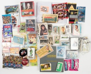 CIGARETTE & TRADE CARDS: A 1930s -2020s accumulation; mainly 1960s and later, and mainly non-sporting themes. Some of the sport related items are a part set of John Player Tennis cards of 1936, 1987 America's Cup playing cards, 1994 Future Hot Surf, 1996 Intrepid Olympic Pride, 1994 Futera NBL, 1994/5 Skybox NBA Hoops, 1995 Futera Formula One, 1998 Select AFL Signature Series, 2012 AFL/Weet-Bix Team, 2019 Suncorp Super Netball, etc. (many 100s).