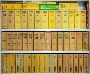 WISDENS: 1946 - 2000, an almost complete set, lacking only 1990, 1992, 1994 and 1996-9; (11 being hardcover); accompanied by several other Wisden publications. (Total: 54 volumes).