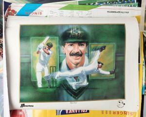 POSTERS: Various 1980s-90s cricket posters in a tube, (9).