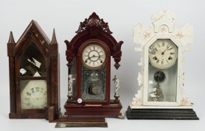 Three antique American cottage clocks (one painted white), restorer's delight!