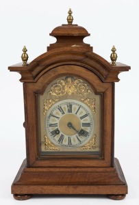 JUNGHANS antique German walnut case mantle clock, eight day time and gong strike with Roman numerals, circa 1900, 40cm high