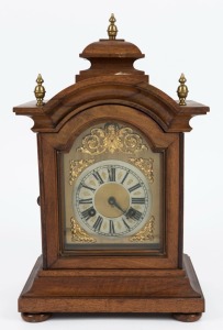 JUNGHANS antique German walnut case mantle clock, eight day time and gong strike with Roman numerals, circa 1900, 40cm high