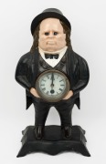 BRADLEY & HUBBARD reproduction figural blinking eye clock in hand-painted metal case, late 20th century, 39cm high