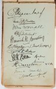 A 1929-31 AUTOGRAPH ALBUM with pages featuring the "Australian Fifth Test 1929" team, the English team of 1929, South Australia XI 1929, various State teams; the Australian Rugby League Touring Team, etc. Many good signatures; condition variable.  - 9