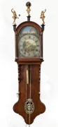 ZAANDAM&nbsp;antique Dutch wall clock with hand-painted dial and figural canopy, 19th century, 150cm high