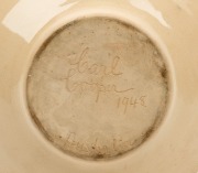 CARL COOPER pottery bowl with Aboriginal motif, incised "Carl Cooper, 1948, Australia", ​​​​​​​4cm high, 14.5cm diameter - 2