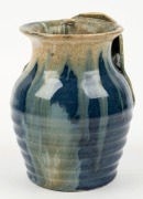 REMUED&nbsp;blue glazed pottery vase with applied gumnuts and leaf, incised "Remued", ​​​​​​​11cm high - 3