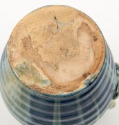REMUED&nbsp;blue glazed pottery vase with applied gumnuts and leaf, incised "Remued", ​​​​​​​11cm high - 6