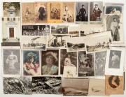 PHOTOGRAPHS & POSTCARDS including carte-de-visit early Sydney street scene with inscription, General Tom Thumb and wife, Commodore Nutt and Miss Minnie Warren, "COFFIN MAKING DEPt. B. Mathews Undertaker, S. Yarra, Melbourne", plus others, (52 items) - 2