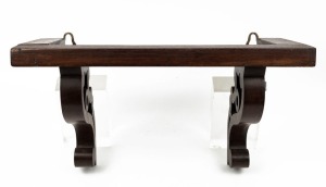 An antique timber clock bracket, 19th century, 28cm high, 48cm wide, 22cm deep