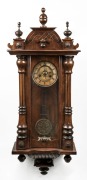 An antique Viennese wall clock in walnut case with spring driven musical movement, 19th/20th century, 96cm high