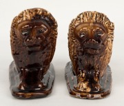 BENDIGO POTTERY lion doorstops with Rockingham glaze, 19th century, ​​​​​​​16cm high, 26cm long - 3