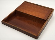 JOHN WILSON CAREY stunning Queensland specimen wood writing box with fitted interior, handsomely inlaid with starburst top in tulip wood, water gum, scrub ebony, breadfruit tree, forest oak, deep yellow wood, pale yellow wood, cypress pine, scented myall, - 7