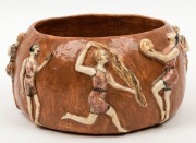 E.B. WILLIS Australian pottery bowl adorned with raised figures of women in sporting poses, incised "Hand Made by E.B. WILLIS, 1935", 11.5cm high, 22.5cm wide Provenance: The Estate of Ray Hughes, Private Collection Melbourne - 3