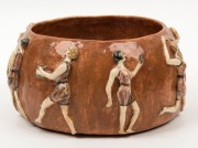 E.B. WILLIS Australian pottery bowl adorned with raised figures of women in sporting poses, incised "Hand Made by E.B. WILLIS, 1935", 11.5cm high, 22.5cm wide Provenance: The Estate of Ray Hughes, Private Collection Melbourne - 4