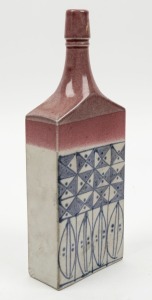 GARRY BISH pottery flask vase, impressed monogram mark to side, 29.5cm high
