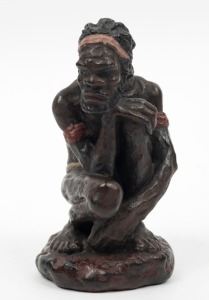 Fired plaster figure of a seated Aboriginal,  signed "A. Beres (?) N.S.W. 1951", ​​​​​​​15cm high 