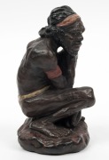 Fired plaster figure of a seated Aboriginal,&nbsp; signed "A. Beres (?) N.S.W. 1951", ​​​​​​​15cm high&nbsp; - 4