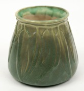 MELROSE WARE green glazed pottery vase with gum leaf decoration, stamped "Melrose Ware, Australian", ​​​​​​​15.5cm high - 2