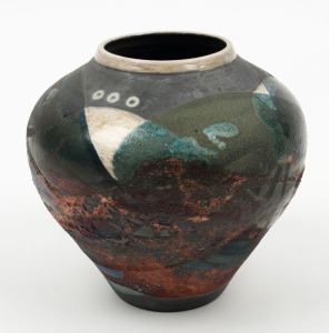 GUS McLAREN "Pilbara Landscape" studio pottery vase, incised signature to base, 15cm high