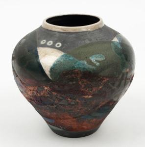 GUS McLAREN "Pilbara Landscape" studio pottery vase, incised signature to base, 15cm high