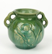 MELROSE WARE "Koala" green glazed pottery vase, black factory mark to base, 9cm high, 11cm wide - 2