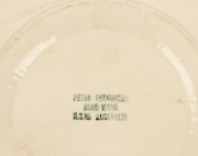 PETER FERGUSON green glazed pottery vase with sgraffito decoration, stamped "Peter Ferguson, Hand Made, N.S.W. Australia", ​​​​​​​5.5cm high, 26cm diameter - 3