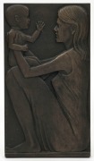 MICHAEL MESZAROS&nbsp;(1945 -), mother and child, cast bronze plaque, signed "Michael Meszaros 1994", 22 x 13cm