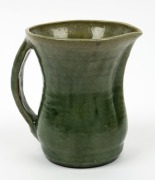 MERRIC BOYD green glazed pottery jug, signature obscured by glaze, ​​​​​​​13cm high  - 2