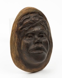WILLIAM RICKETTS pottery Aboriginal face plaque, incised "Wm. Ricketts", 13cm high