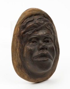 WILLIAM RICKETTS pottery Aboriginal face plaque, incised "Wm. Ricketts", 13cm high 